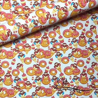 ***OFFCUTS***Ice Cream And Donuts Faux Leather Sheet 14cmx30cm  • $3