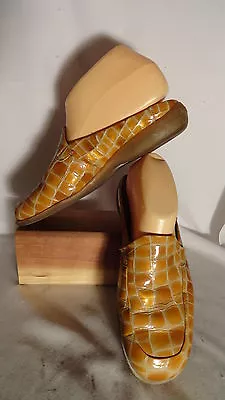 Mephisto Cool Air Golden Leather Croc Print Mules/Slides Womens 8 • $24.99