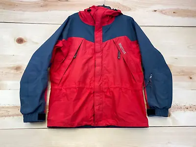 VINTAGE Marmot Jacket Mens Large Red Full Zip Coat Waterproof Ski Skiing *READ* • $31.19