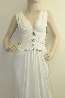 $4200  New J Mendel V Neck Silk Jewel Pearl White Ivory Gown DRESS 4 6 8 Wedding • $850
