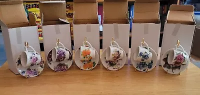 Lot Of 6 Miniature Flower Saucers And Tea Cup W/Stands Various Paterns & Colors  • $59.99