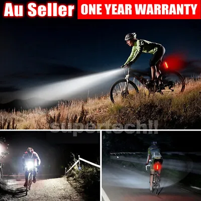 Waterproof Rechargeable LED Bike Bicycle Light USB Cycle Front Back Headlight AU • $18.95