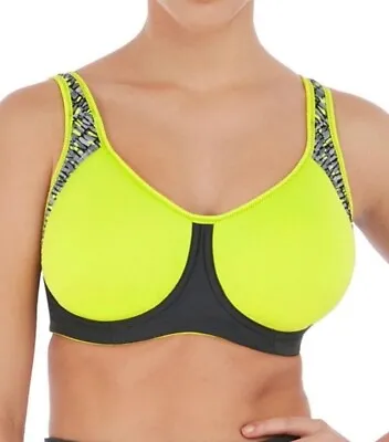 Freya Sports Bra Active Sonic Lime Size 38DD Underwired Padded Racer Back 4892 • £24.89