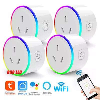 10A RGB LED Wifi AU Plug Smart Control Power Socket Outlet For Alexa Google Home • $21.99