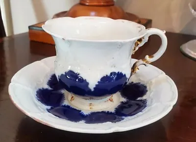 Meissen 1815 To 1850 Cobalt Gold Coffee Tea Large Cup Saucer • $185