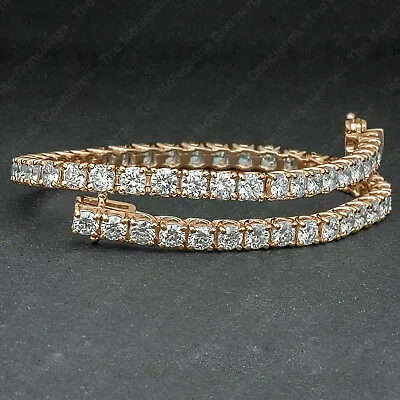 7.0 TCW ROUND CUT White MOISSANITE TENNIS BRACELET IN 14K ROSE GOLD PLATED • £182.52
