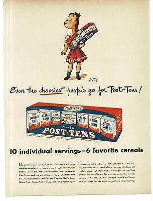 1946 Post Tens Cereal Variety Pack  Art By William Steig Vintage Print Ad • $8.95