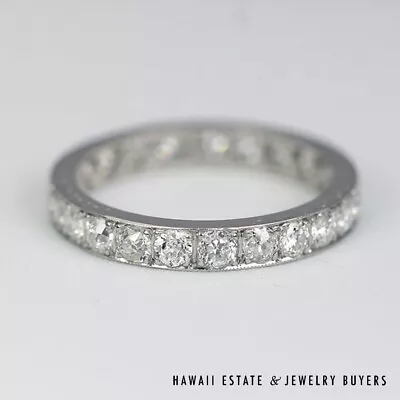 Vintage 1.25CTW Old European Cut Diamond Eternity Platinum Band Size 4.5 • $1900