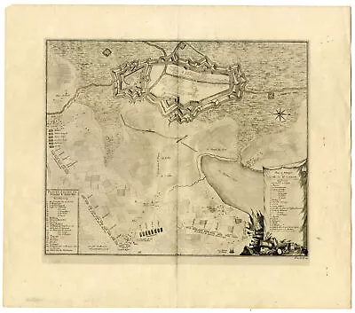 Antique Map-MAP-ZOUTLEEUW-BELGIUM-ALLIES-FORTRESS-Kloot-de Missy-1705 • $290