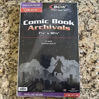 25 - BCW Archivals Regular / Silver 4-Mil Mylar Comic Book Bags  1-SIL-M4 7 ½” • $28.91