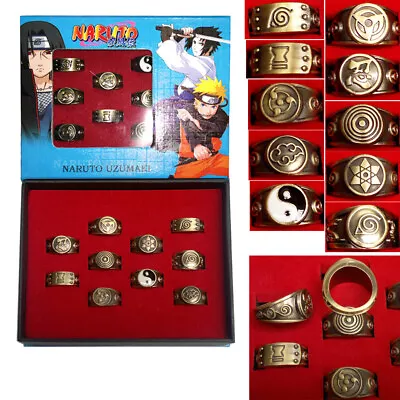 $33.11 • Buy Anime Akatsuki Member Konoha Sharingan Rings Set Bronze Ring Cosplay 10pcs/Set