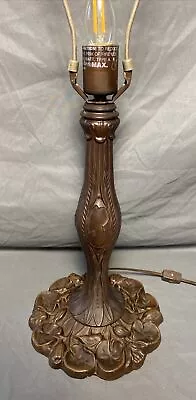 Vintage Tiffany Style Cast Metal Pond Lily Table Lamp Base • $99
