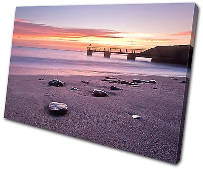 Sunset Seascape Bowleaze Cove  SINGLE CANVAS WALL ART Picture Print VA • £19.99