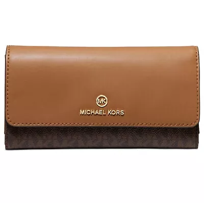 Michael Kors Jet Set Charm Large Trifold Wallet Brown/Acorn Msrp $158 • $75