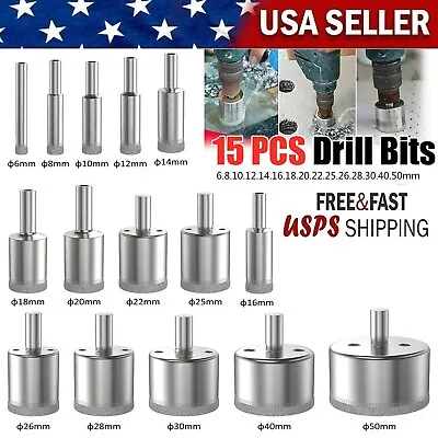 15pcs Diamond Hole Saw Drill Bit Set Maker Cutter Ceramic Glass Tile Porcelain • $8.96