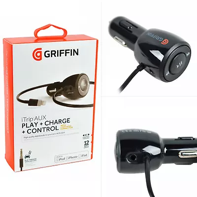 Griffin MFi Certified 2.4Amp IPhone/iPod/iPad USB AUX In-Car Charger Cable New • £7.99