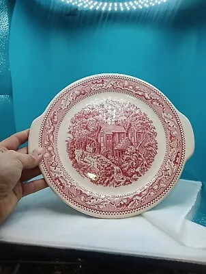 Vtg 1965 Royal Ironstone Memory Lane 11.5 Inch Cake Plate Tab Handles • $7