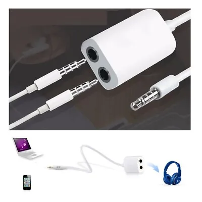 £2.89 • Buy 3.5mm White Double Earphone Headphone Y Splitter Cable Cord Adapter Jack Plug UK