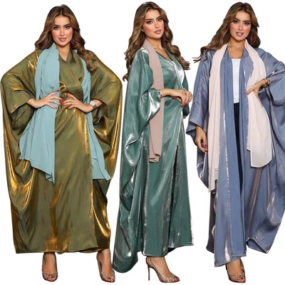 £16.55 • Buy Dubai Satin Open Abaya Women Muslim Maxi Cardigan Dress Kimono Jilbab Kaftan