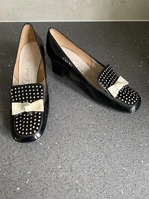 £39.99 • Buy Miss Holmes Vintage Black Patent Leather Court Shoes Size 55B  4