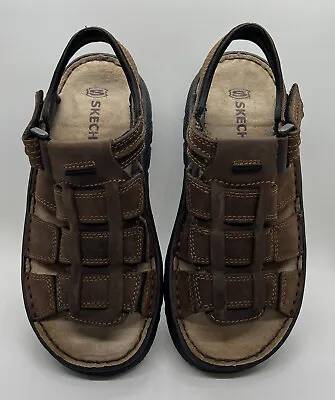 Skechers Gladiator Fisherman Y2K Sandals Mens Size 7 Shoes Brown Leather 4267 • $30.38