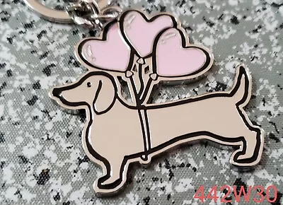 Victoria's Secret Metal Heart Keychain - Dachshund -Doxie-Hot Dog Weiner Pink • $49.99