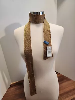 Nine West Gold Metallic Thin Knit Designer Scarf NWT • $12