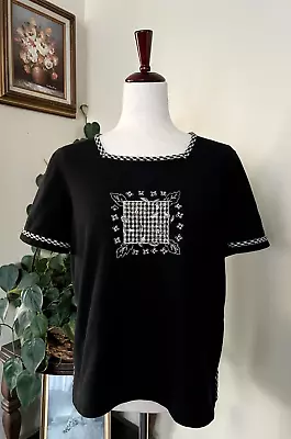 Koret City Blues Vintage Black Top Gingham Trim Sz M • $9.99