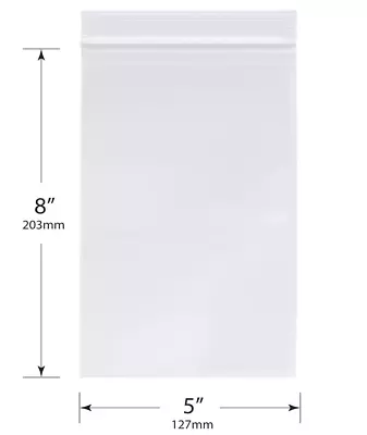 1000 -5 X8  Ziplock Bags CLEAR 2Mil Plastic Poly Bag ZIP Lock RECLOSABLE • $32.21