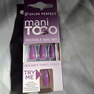 Salon Perfect Mani To Go Reusable Purple Nail Set 30 Nails • $7