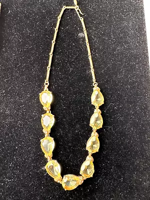 Beautiful Vintage Antique Citrine Yellow Large Teardrop Necklace - 17  • $10