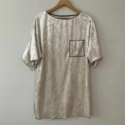 $19.99 • Buy Zara Champagne Velour Crushed Velvet Long Tunic Top- Size Small (bin 2E)
