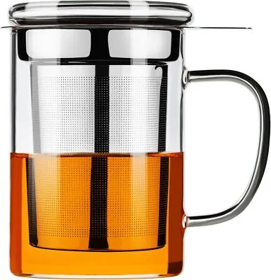 PARACITY Tea Cup With Infuser And Lid Borosilicate Clear Mug Crystal  • $21.46
