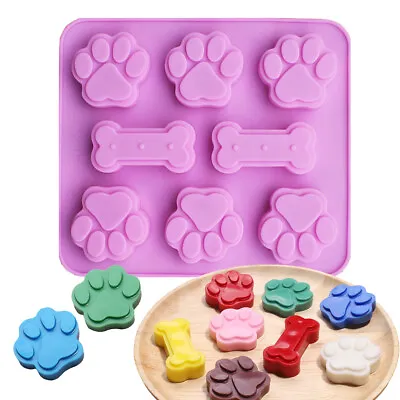£2.79 • Buy Silicone Bone 6 Cat Dog Paws Chocolate Mould Ice Cube Freezer Candy Cookie Mold