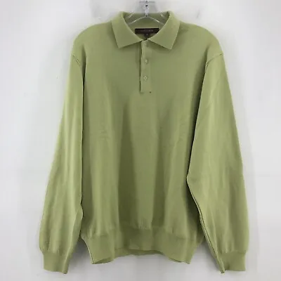 Nordstrom Italy Green Quarter Button Up Collared Pullover Sweater Mens Size M • $24.50