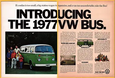 Introducing The 1977 VW Bus Van Volkswagon - 2 Page Print Ad / Poster Promo Art • $14.99