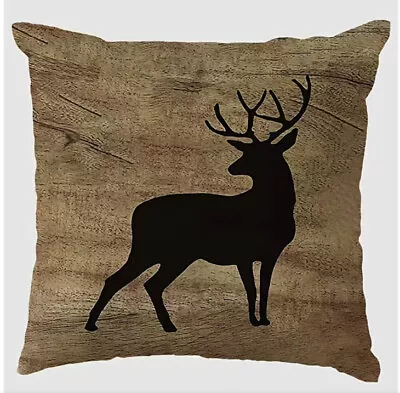 Rustic Hunting Cabin Lodge BLACK ELK DEER STAG  Throw PILLOW COVER Home Decor • $13.08