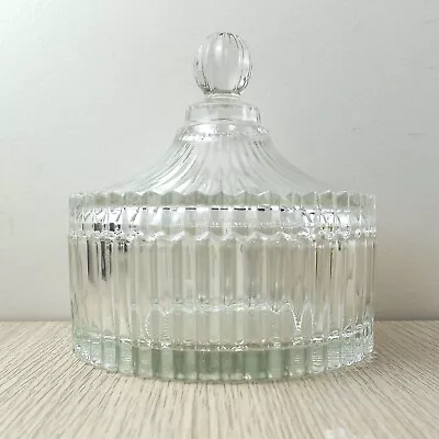 Glass Trinket Dish With Lid Yurt Shape Candy Container Gift Decor 6  Wide • $14.50