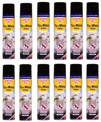 Fly And Wasp Killer  Kills Flies Wasp Midges Mosquito Fast Acting 300ml Spray • £5.75