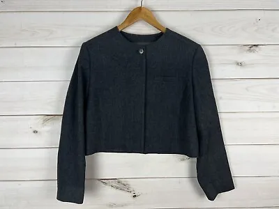 Vintage Pendleton Jacket Womens 14 Gray Cropped Wool Button-front Collarless USA • $40.50