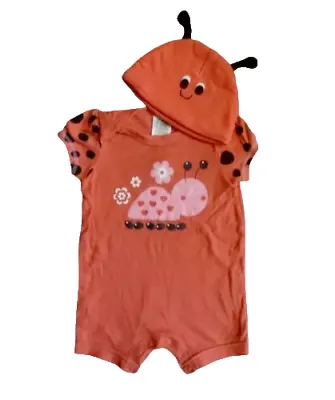 Baby Girls Age 3-6 Months Ladybug Playsuit Ladybird Footless Romper Outfit • £4.99