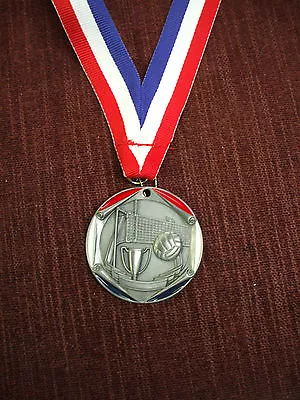 Silver Enameled  Volleyball Medal With Neck Drape 1 3/4  Diameter  • $1.99