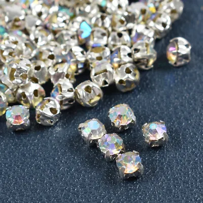 £2.99 • Buy 200PCS Glass Rhinestones Claw Sew On Crystal Stone Diamond Base Buckle Settings