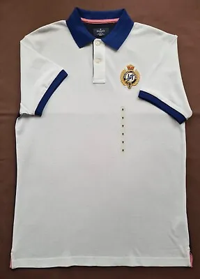 Hackett Polo Shirt Crest Badge Size M White/multi • £41.99
