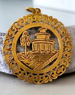 Vintage LARGE Greek 14k 585 Solid Yellow Gold Unique GREECE Charm Pendant! • $1050