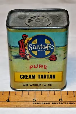 Vintage Santa Fe Brand Pure Cream Tartar Cardboard Tin Can Arkansas City KS • $12.50