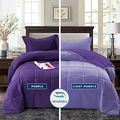 HIG Down Alternative Comforter Set 3 Pcs All Season Reversible Comforter-Purple • $40.99