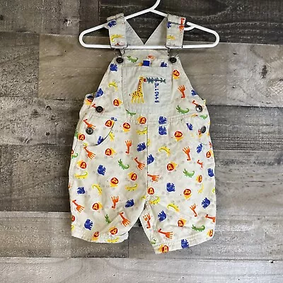 Vintage Simply Basic Baby SZ 12M Safari Animal Giraffe Shortalls Y2K SEE PHOTOS • $13.99