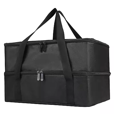 Insulated Double Casserole Carrier Bag Fits 9x13 & 11x15  Baking Dish With Lid • $32.13