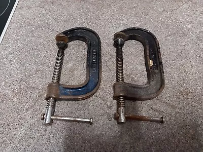 Set Of 2 X 3  3 Inch 75mm Malleable G-Clamps With Swivel Pad Heavy Duty G Clamp • £8.95